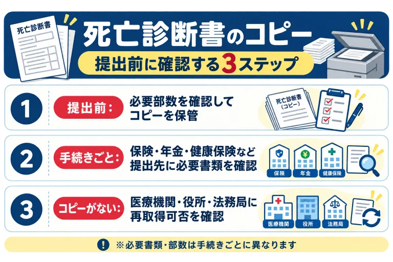 死亡診断書のコピーを提出前に確認する3ステップ