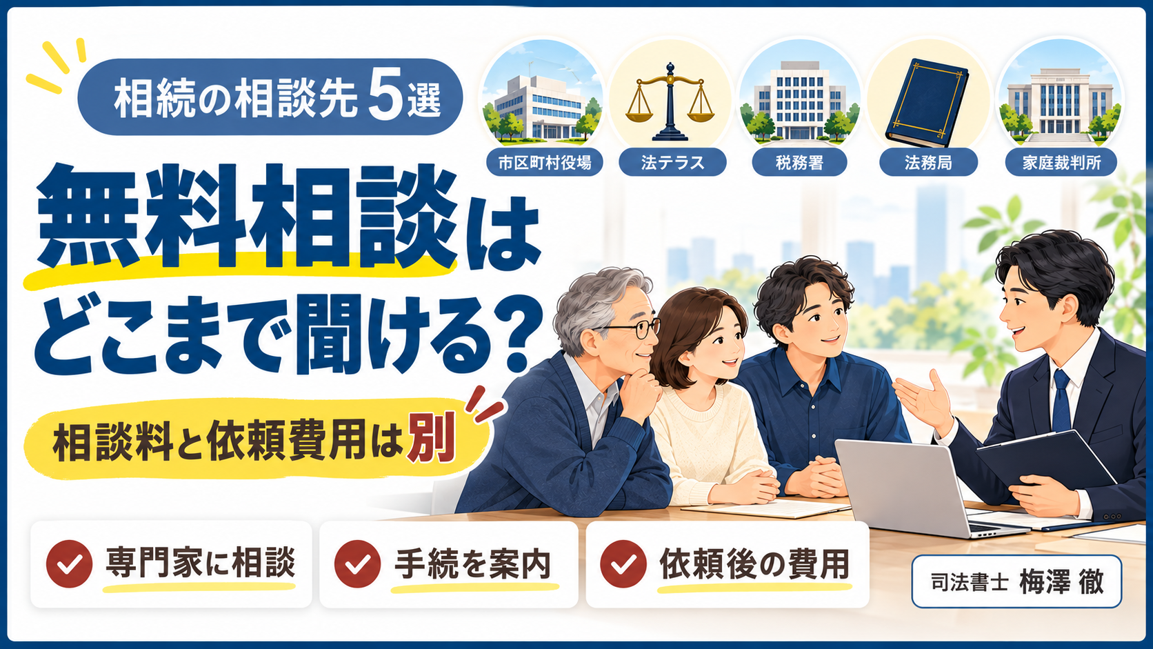 不動産相続の無料相談先5選を紹介するアイキャッチ画像