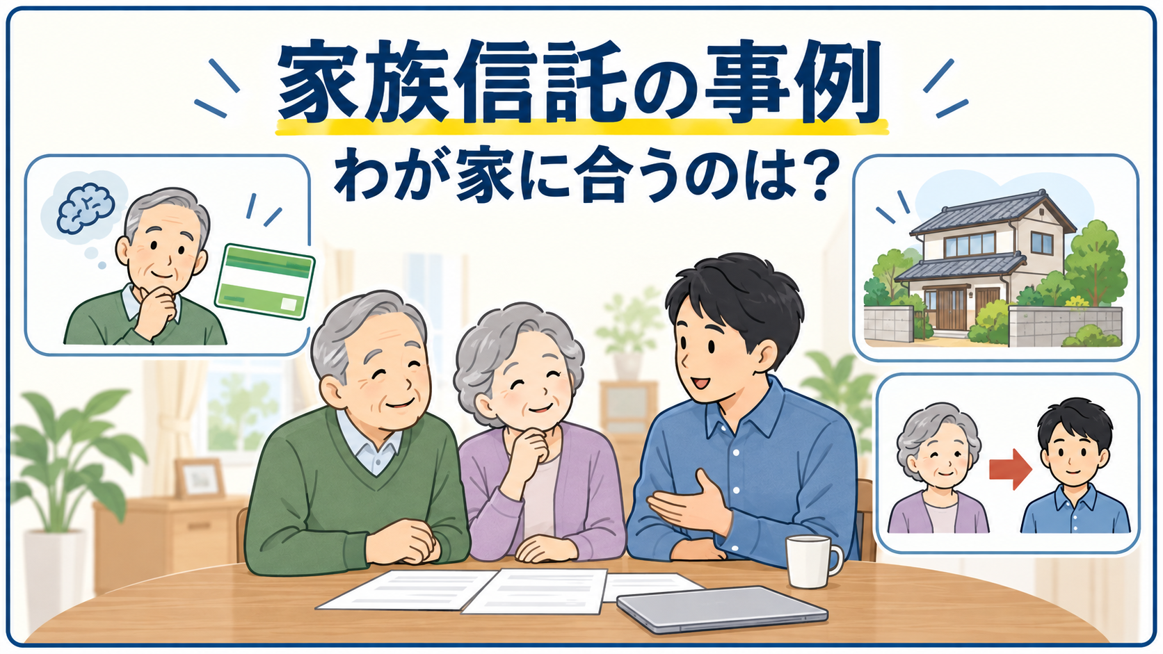 家族信託の事例を認知症対策・実家・二次相続から考える家族のイメージ