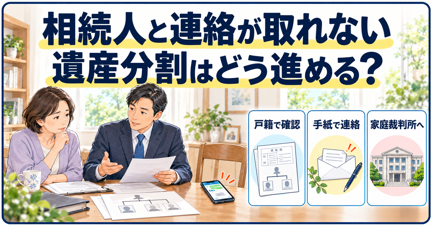 相続人と連絡が取れず遺産分割が進まない場合の相談イメージ